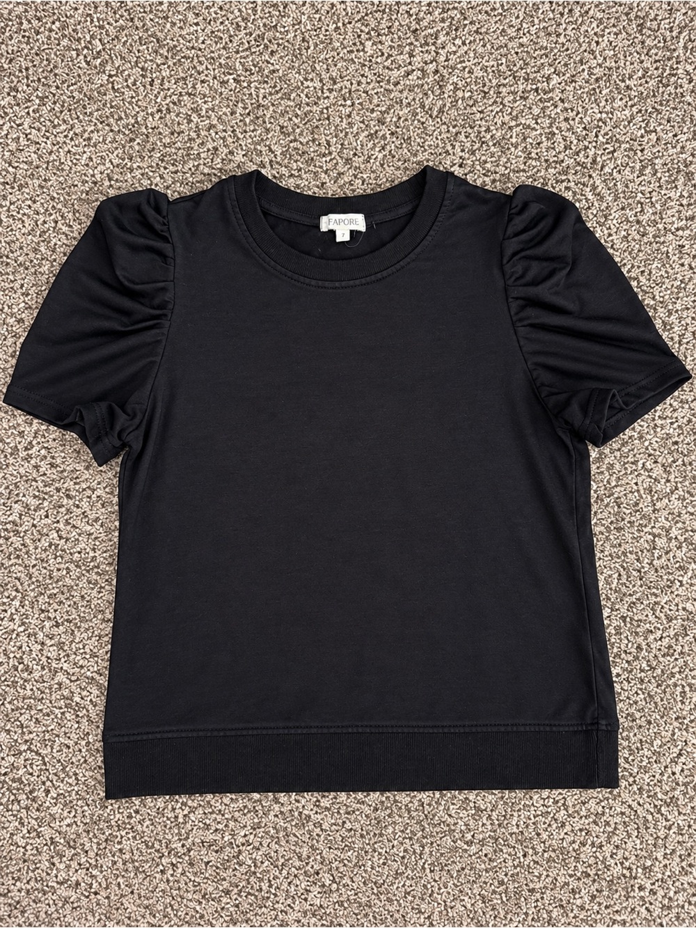 Rachel Zoe Black Puff Sleeve Crew Tee